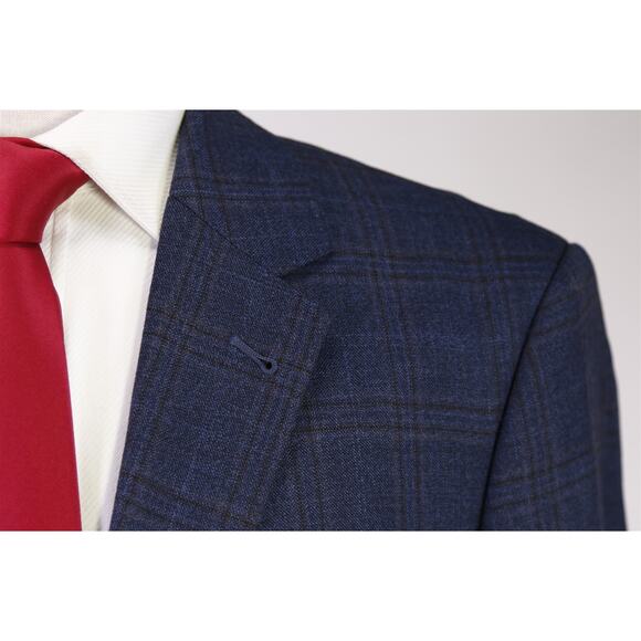 Karl Lagerfeld Paris Navy Blue Windowpane 2-Btn Wool Suit 42R - Picture 4 of 10